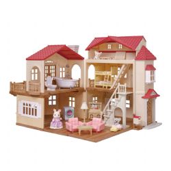 CALICO CRITTERS - ENSEMBLE DE MAISON DE CAMPAGNE AU TOIT ROUGE AVEC SALLE DE JEUX SECRÈTE DANS LE GRENIER